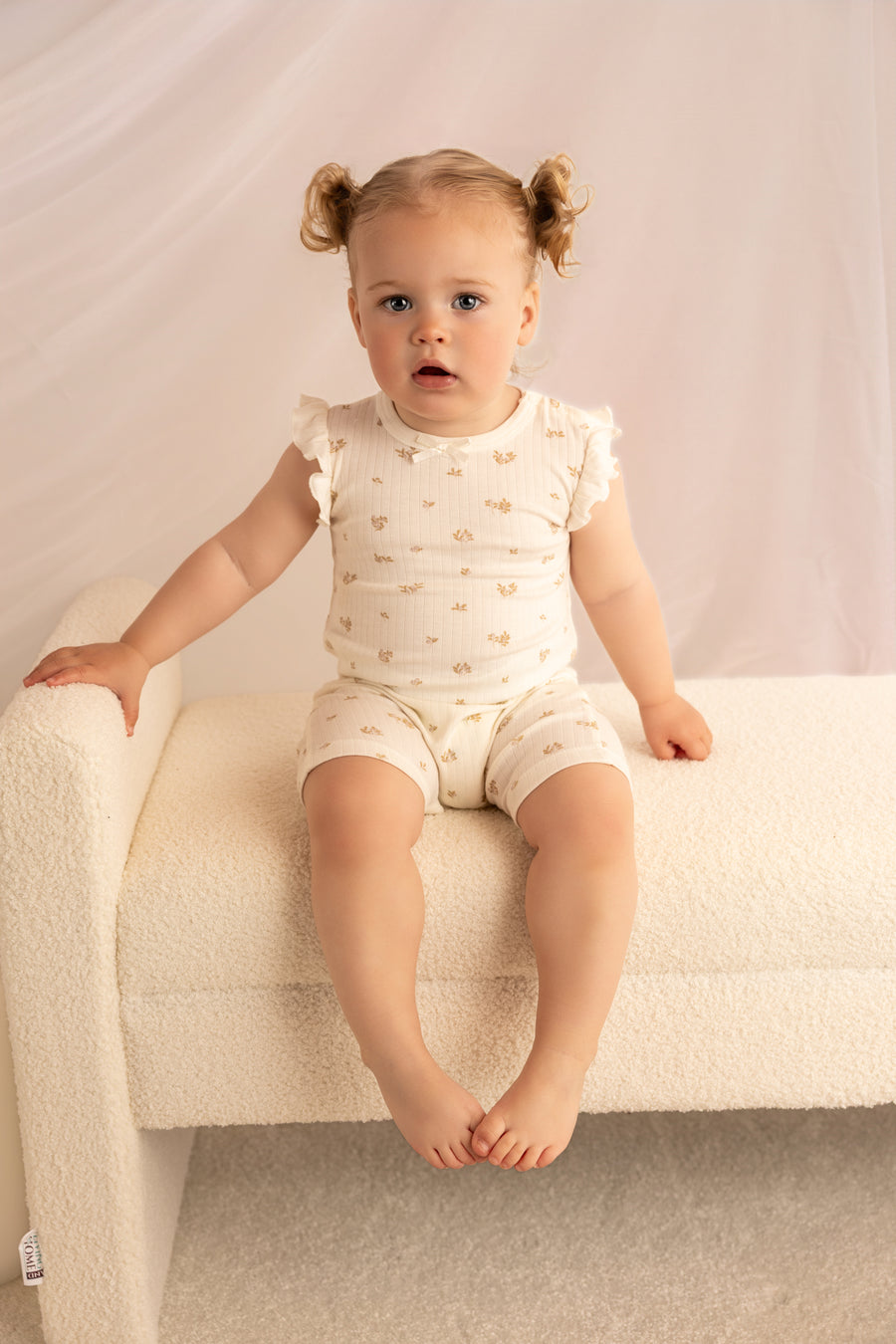 Organic Cotton Interlock Romper (2 Pack) - Ivory Floral & Ribbed