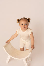 Organic Cotton Interlock Romper (2 Pack) - Ivory Floral & Ribbed