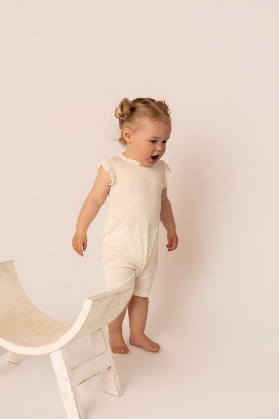 Organic Cotton Interlock Romper (2 Pack) - Ivory Floral & Ribbed