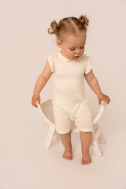 Organic Cotton Interlock Romper (2 Pack) - Ivory Floral & Ribbed