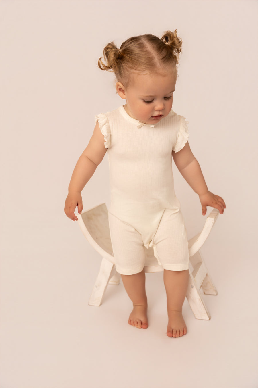 Organic Cotton Interlock Romper (2 Pack) - Ivory Floral & Ribbed