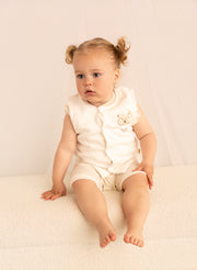 Organic Cotton Baby Gilet - Polka Dot Bear Design