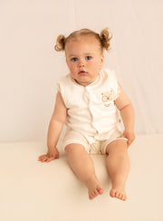 Organic Cotton Baby Gilet - Polka Dot Bear Design