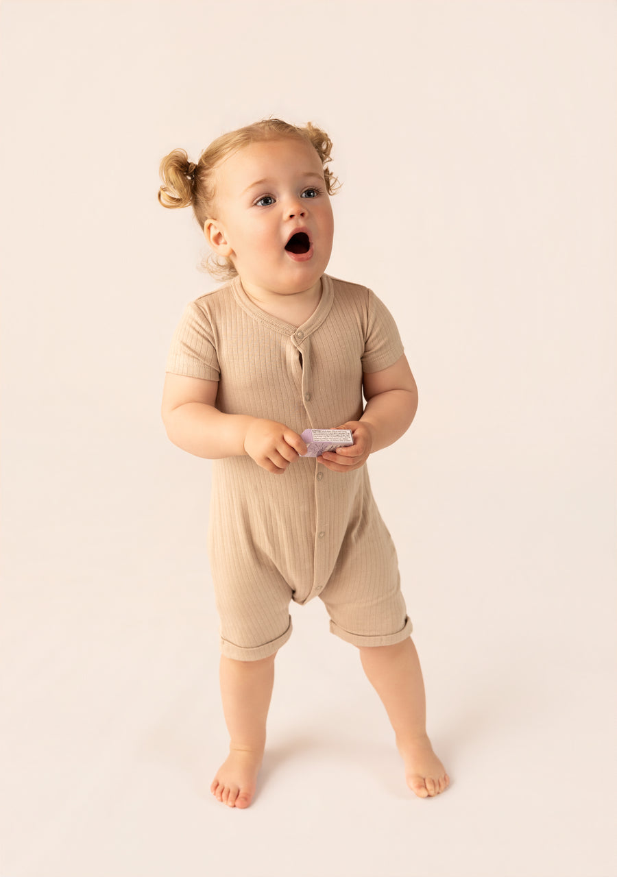 Organic Cotton Interlock Short Sleeve Romper Set - 2 Pack (Neutral & Print)