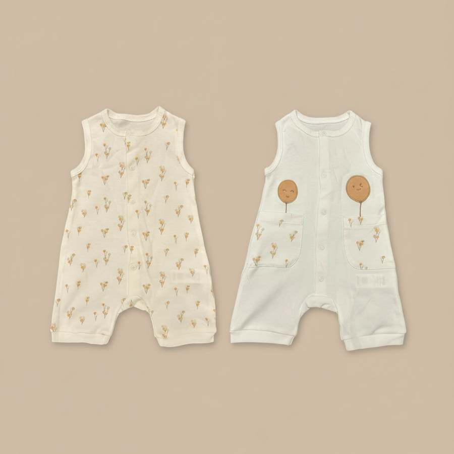 Organic Cotton Sleeveless Romper Set (2 Pack)