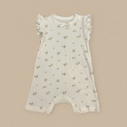 Organic Cotton Interlock Romper (2 Pack) - Ivory Floral & Ribbed