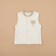 Organic Cotton Baby Gilet - Polka Dot Bear Design