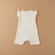 Organic Cotton Interlock Romper (2 Pack) - Ivory Floral & Ribbed