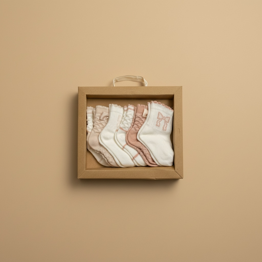 6-Pair Baby Socks Set - Soft Bow Design, 100% Organic Cotton