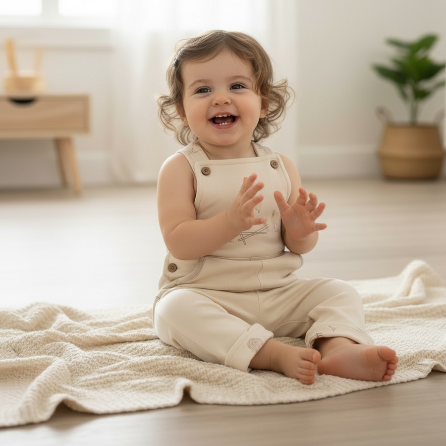 100% Organic Cotton Interlock Dungaree Romper