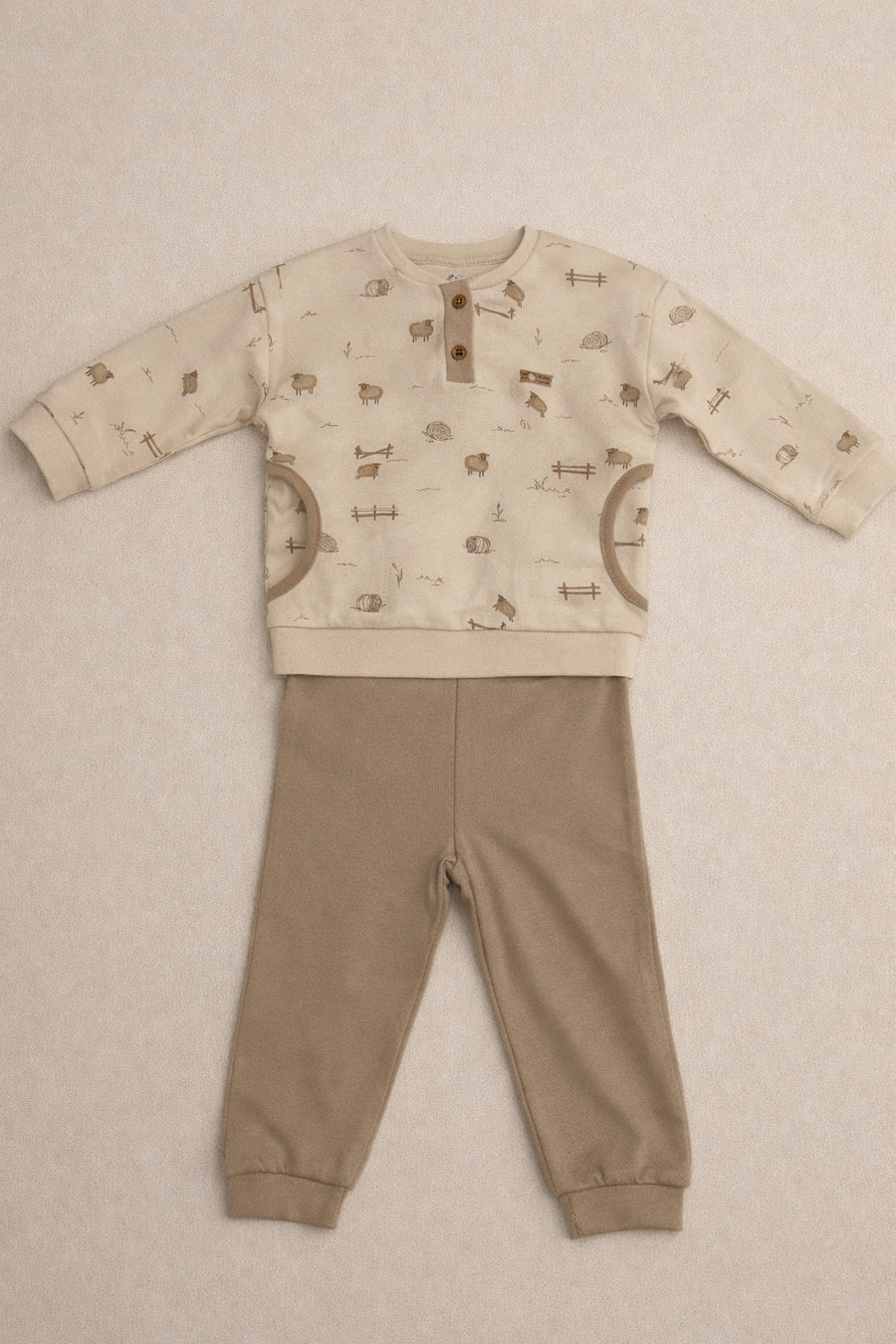 Little Lamb Organic Cotton Interlock Set - Long Sleeve Sweater & Pants (2 piece)
